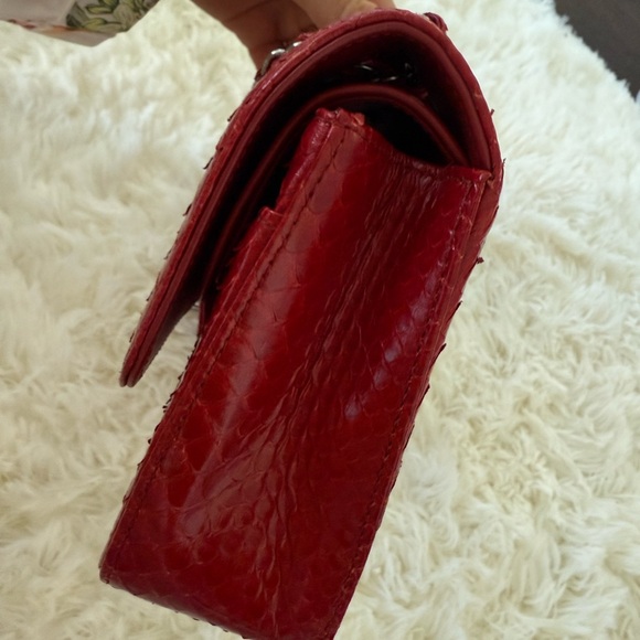 Chanel Small Red Python Flap Bag, Silver Hardware - Picture 7 of 15